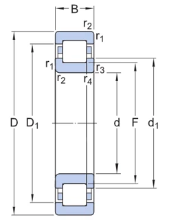 NUP 214 ECP Cylindrical Roller Bearing drawing NUP 214 ECP Cylindrical Roller Bearing drawing